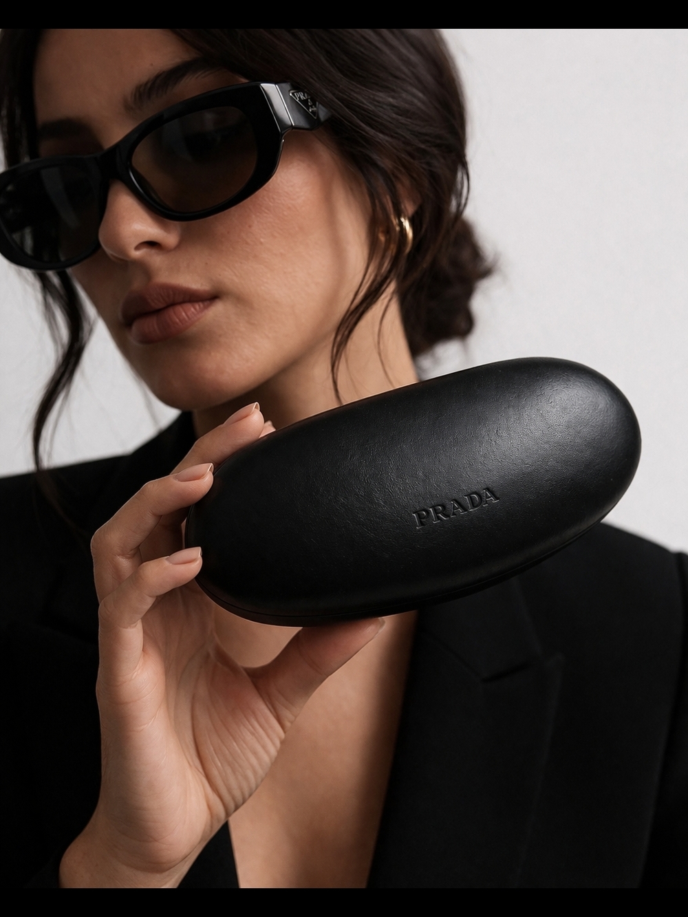 ✨ Prada Sunglasses Case – Classic Black Leather | Minimal Luxury Essential ✨